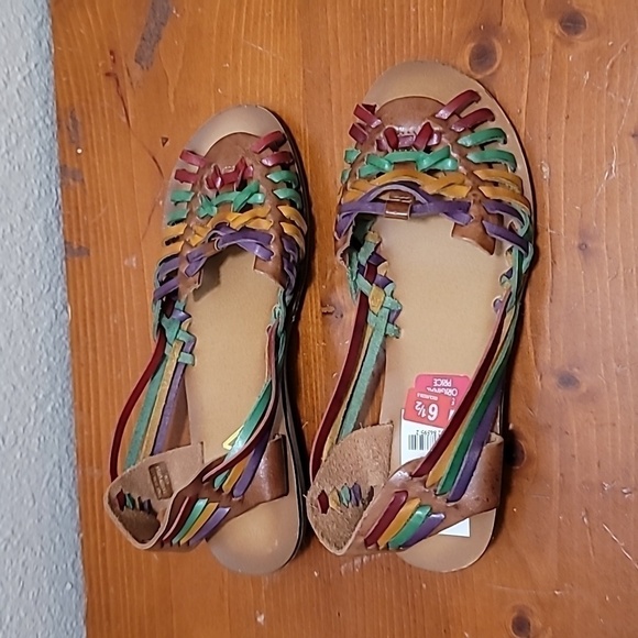 MIA WOMEN'S COLORFUL MULTICOLOR LEATHER HUARACHES BOHO BOHEMIAN HIPPIE SIZE 6.5 - Picture 2 of 10